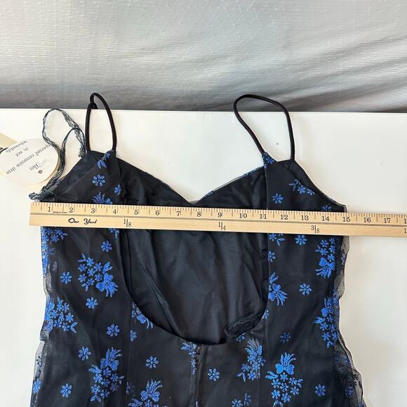 Vintage 90s Y2K Prom Fairy Goth Dress S Black Purple Glitter Floral Mesh Gown - Picture 11 of 13